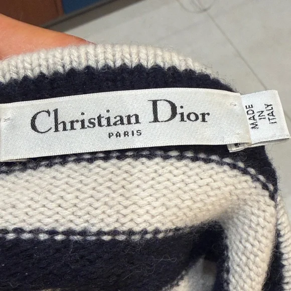 Dior Striped Sweater Dress - blue & white sz 4 50% wool and 50% cashmere - Picture 8 of 9